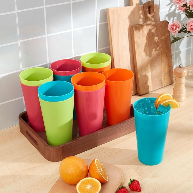 Plastic Cups Large Tumblers 35-ounce Reusable Drinking Glasses set of - Image 7