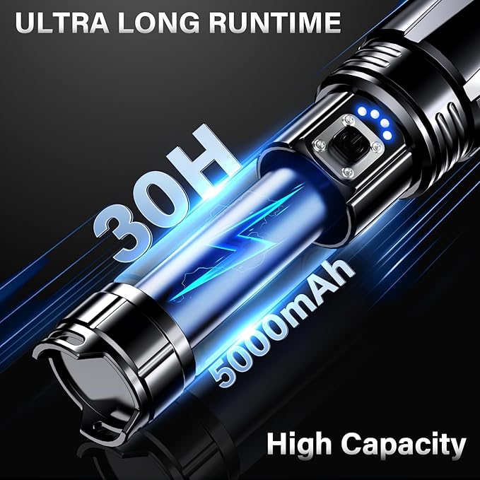 AKNEAR Rechargeable LED Flashlight 99000 High Lumens, Super Bright Flashlights - Image 5