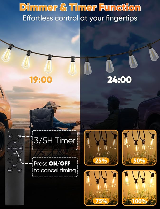 Brightever LED Outdoor String Lights, 150FT Dimmable Patio Lights - Image 4