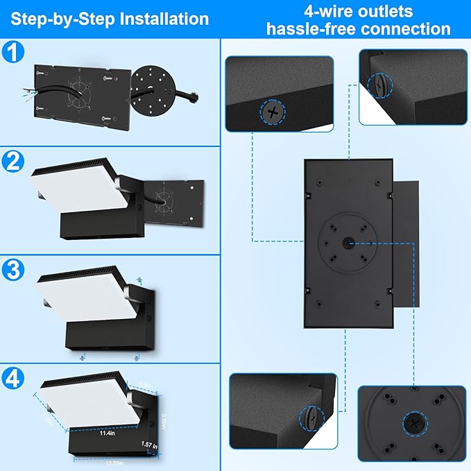 ledmo LED 150W Wall Pack Light Outdoor Switch Control Freely Rotating LED Wall - Image 9