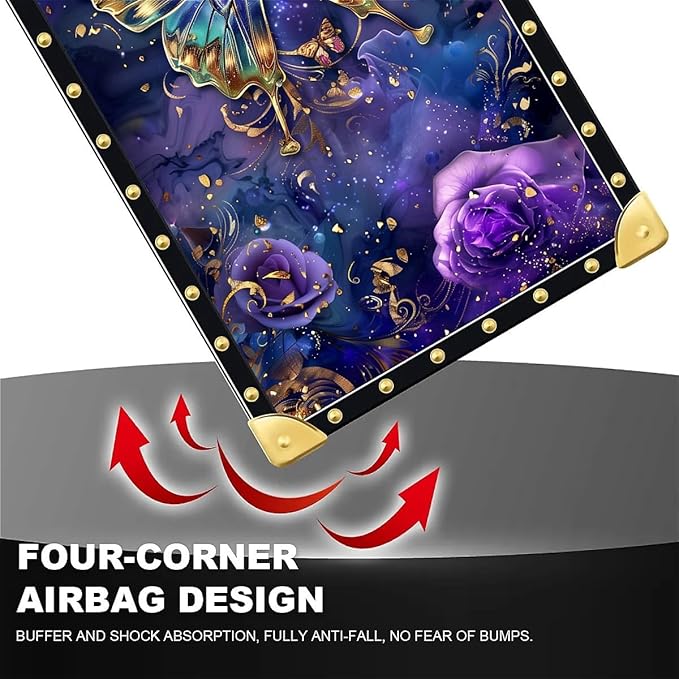 Compatible with iPhone XR Case, Glistening Golden Butterfly Vibrant Purple Blue - Image 6