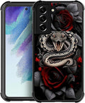 for Samsung Galaxy S21 Plus Case, Entwined Rose Snake Pattern Graphic Design by FKBRCL4U