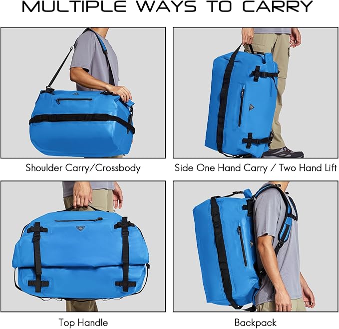 Haimont Large Waterproof Duffel Backpack Roll-Top Heavy Duty Dry Duffle Bag - Image 5
