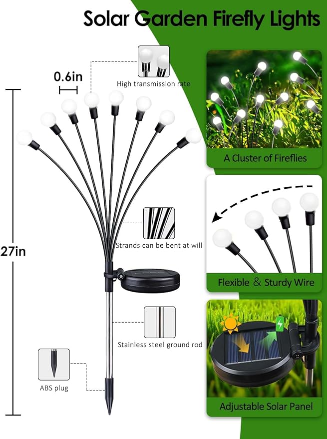 2026 Upgraded Solar Lights Outdoor, 10 Pack Solar Garden Lights - Image 2