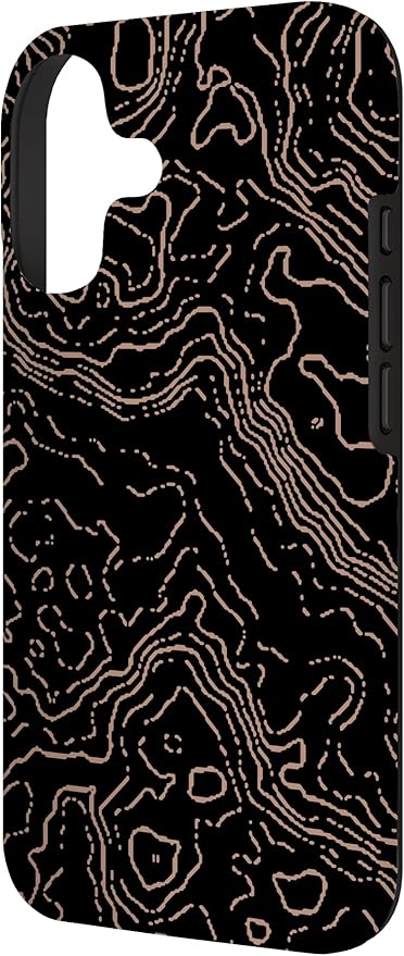 Topography Black & Brown Abstract Pattern Topographic Map Case - Image 2
