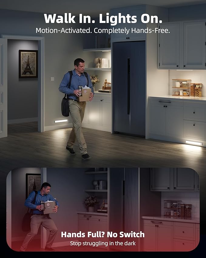 6-Pack Under Cabinet Lighting Wireless, LED Motion Sensor Light Indoor - Image 5