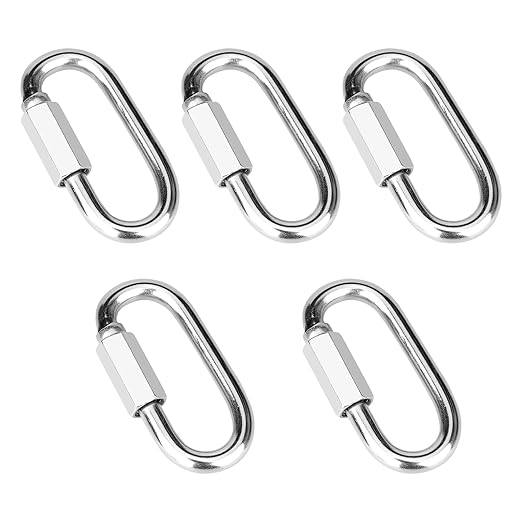 5 Pcs 2.3 Inch 316 Heavy Duty Stainless Steel Screw Chain Quick Links, D Shape by Vmuter
