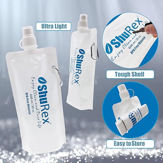 4 Pack 20oz/ 600ml Collapsible Water Pouch - Image 6
