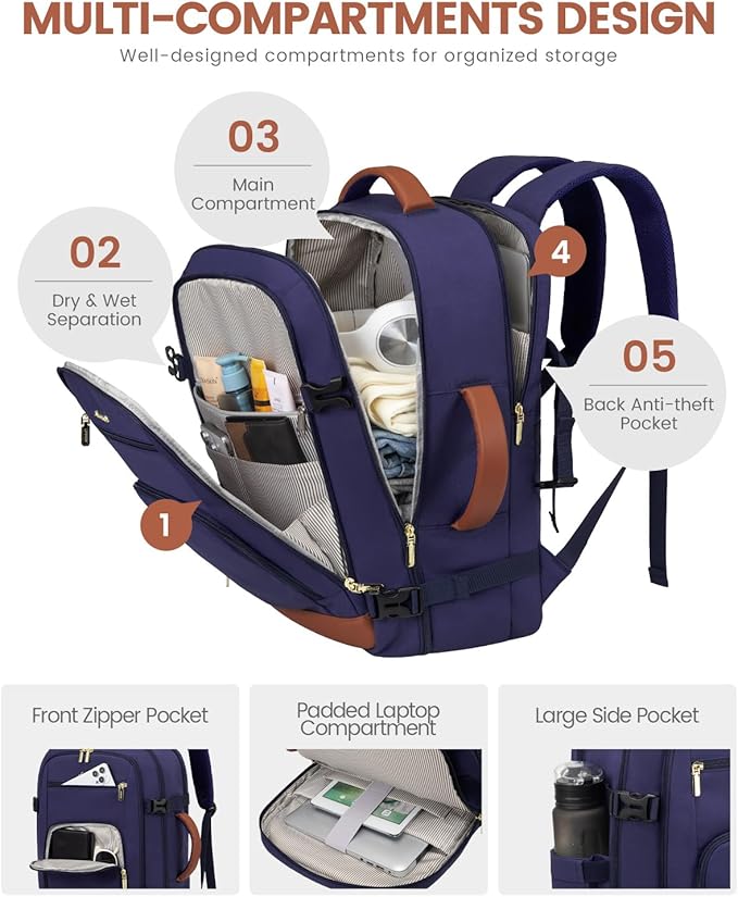 LOVEVOOK Travel Backpack For Women Flight Approved, 40L Large Carry On Backpack - Image 4