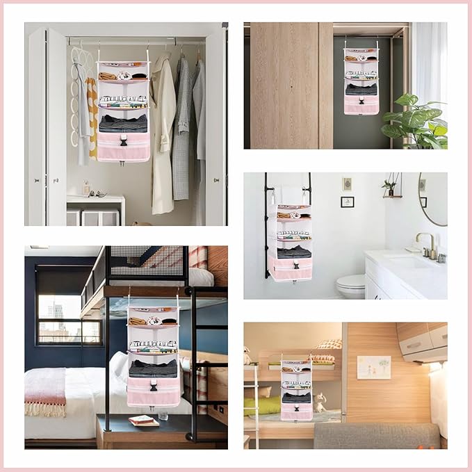 Surblue Hanging Closet Storage Bag Collapsible 3-Shelf Washable Oxford Fabric - Image 7