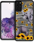 for Samsung Galaxy S20 Plus Case, Cute Little Elephant Sunflower White Line Art by FKBRCL4U