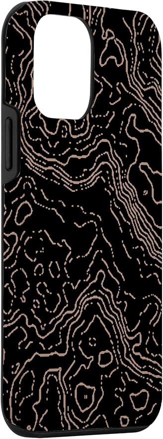 Topography Black & Brown Abstract Pattern Topographic Map Case - Image 3