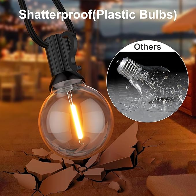 GPATIO Outdoor String Lights, 25FT G40 Bulbs Shatterproof Patio Lights - Image 4