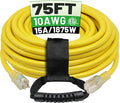 POWGRN 75 Ft 10AWG Outdoor Extension Cord Waterproof Heavy Duty 10 Gauge 3 Prong by POWGRN