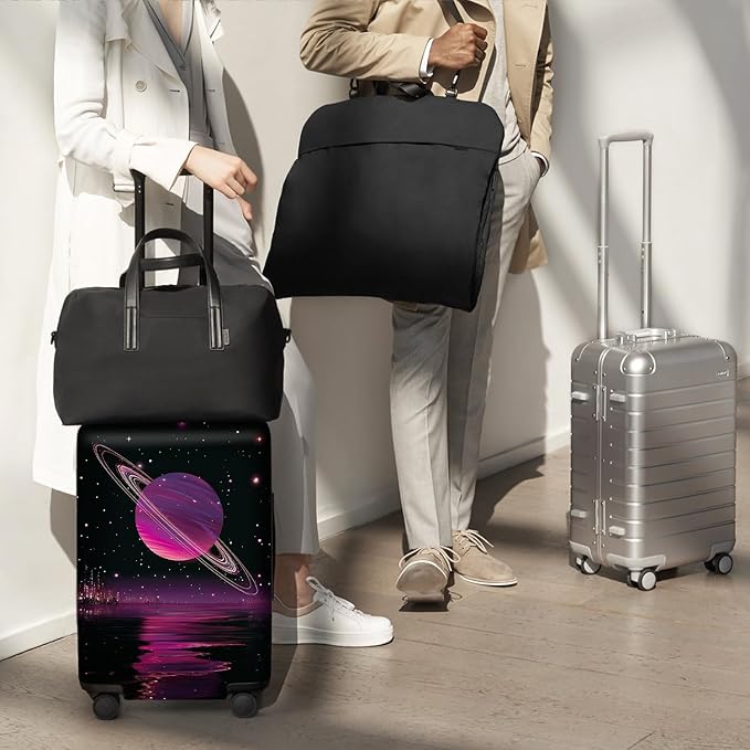 ANNA QUEEN Cosmic Purple Saturn Luggage Cover-Stretchable, Water Resistant & - Image 8