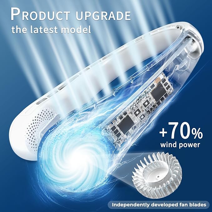 FrSara Neck Fan, Portable Personal Fan Strong Wind, Air Volume, 360° Cooling - Image 2