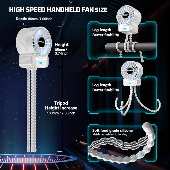 multifunctional USB rechargeable portable stroller small fan 4 speed 6600rpm - Image 5