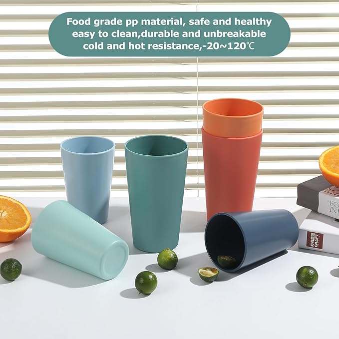 HEYCOME 24 Pcs Unbreakable Plastic Cups Set, Stackable Water Tumblers, Drinking - Image 4