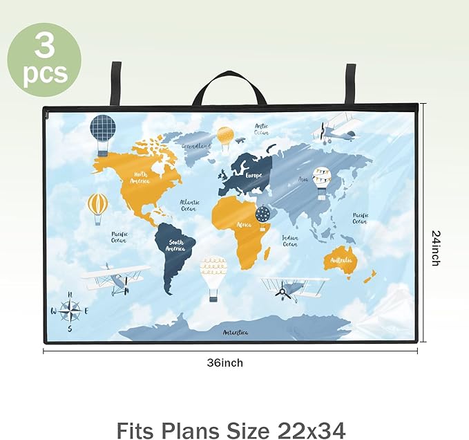 Tanlade 3 Pcs Blueprint Holder Foldable Waterproof Plans Shield Waterproof Map - Image 3