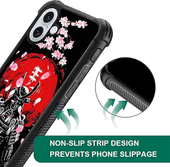 for iPhone 16 Plus Case, Sakura Japanese Samurai Pattern Graphic Design Girl - Image 6