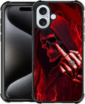 for iPhone 16 Plus Case, Gestures Funny Skull Pattern Graphic Design Girl Boy by FKBRCL4U