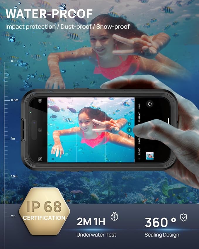 Lanhiem Magnetic for iPhone 16 Plus Waterproof Case, Built-in Privacy Screen - Image 3