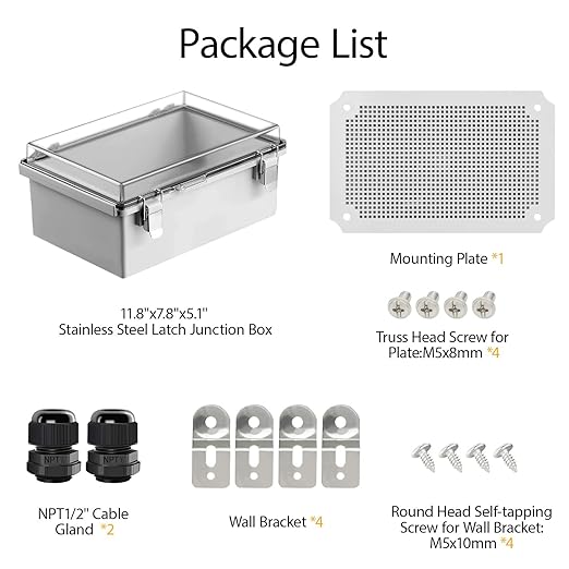 LeMotech Electrical Box, IP67 Waterproof Hinged Clear Cover Stainless Steel - Image 9