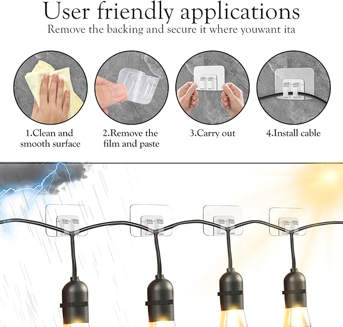 Hooks for Outdoor String Lights Clips: Heavy Duty Cable Clips - Image 5