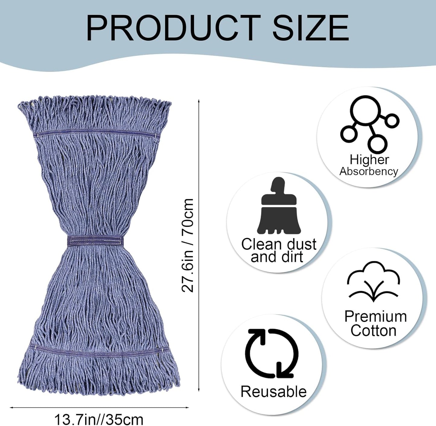 JERIA 8 Pack Heavy Duty Mop Head Replacements,String Mop Head for Commercial,Used for Home,Office and Kitchen,Washable,Reusable Mop