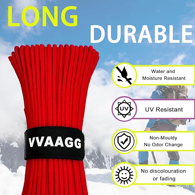 VVAAGG 1000 Paracord Rope, 50ft 12 Strand Parachute Cord - Image 4