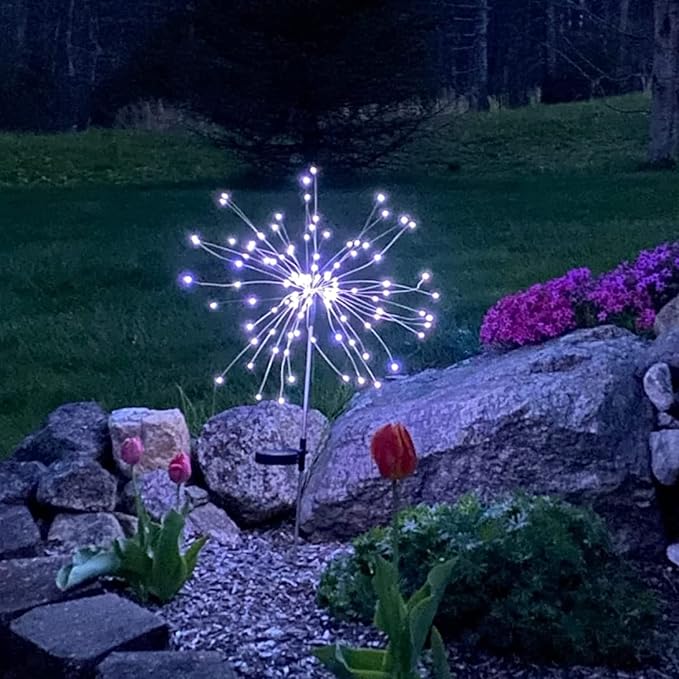 JJGoo Solar Firework Lights, 2 Pack 180 LEDs 2 Lighting Modes Solar Lights - Image 3