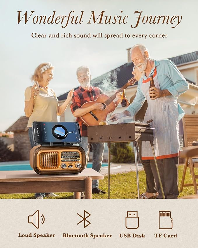 PRUNUS J-150 Portable Radio AM FM SW Bluetooth Speaker, Gifts - Image 5