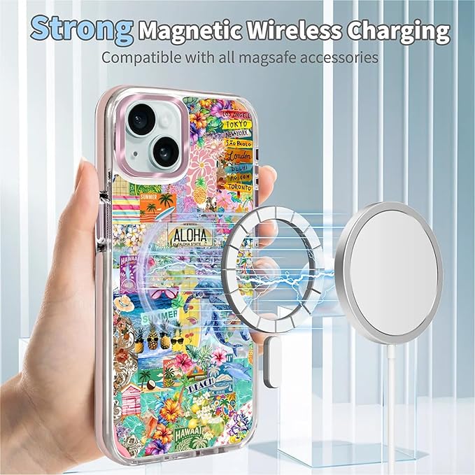 Case for iPhone 14 Plus/15 Plus, Hawaii Aloha Cover Coastal Beach Collage Phone - Image 4