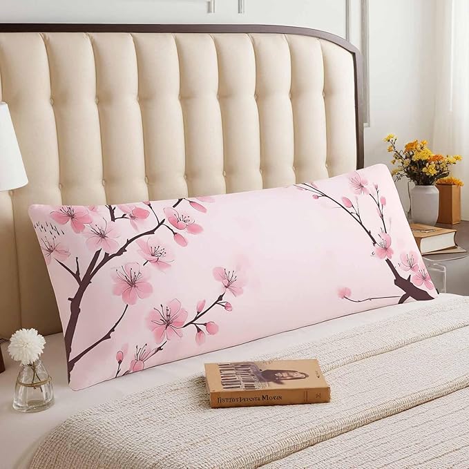 Couch Pillows Decorative Body Pillow Cover Cherry Blossom, Japanese Cherry Pink - Image 3