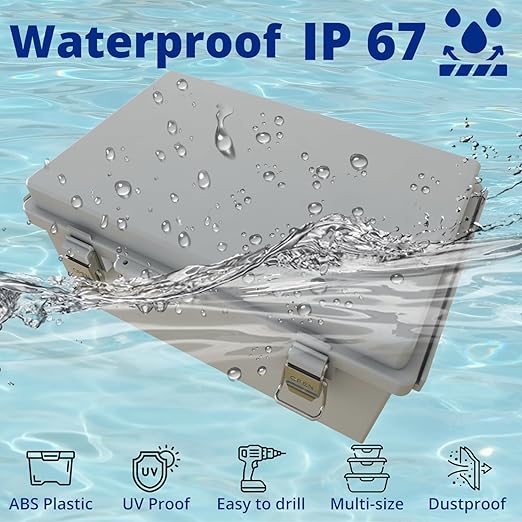 MAKERELE Gray Plastic Waterproof Electrical Box Outdoor, IP67 ABS - Image 3