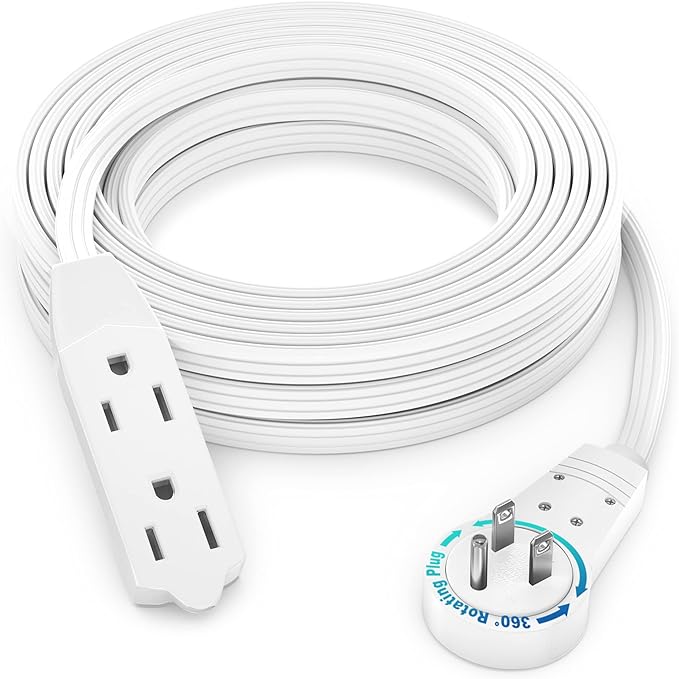Maximm Cable 20 Ft 360° Rotating Flat Plug Extension Cord, 16/3 AWG Multi 3 by MaximmCable