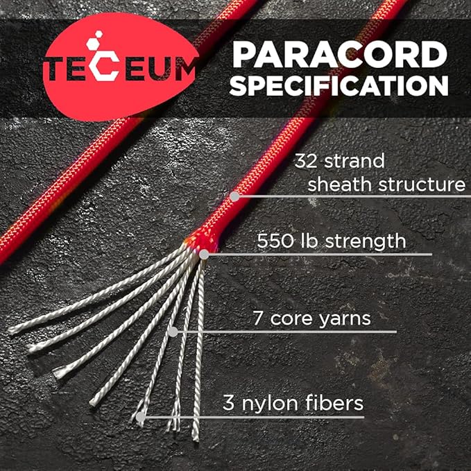 TECEUM Reflective Paracord Rope 1000 – 1000ft/200ft/100ft/50ft – 40+ Colors – - Image 2