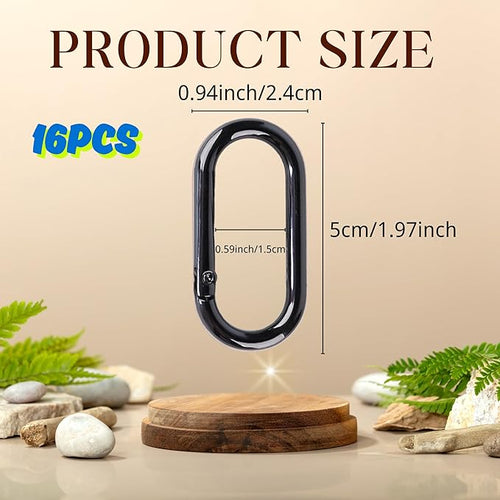 16 Pcs Carabiners Clip, Oval Shape Cute Carabiner Keychain Clip Aluminum Hook - Image 2
