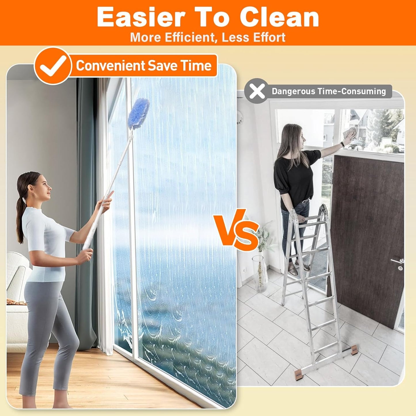 Heavy Duty Duster Refills for Swiffer Dusters, 360° Multi-Surface Microfiber Duster Refills with 2.5 ft Extended Handle, Unscented Disposable Feather Dusting Kit (30 Count Refills, 2 Handles)