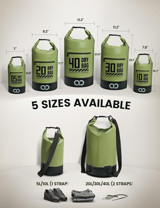 Lamicall Dry Bag Waterproof Backpack - 5L/10L/20L/30L/40L Large Water Proof Bag - Image 2