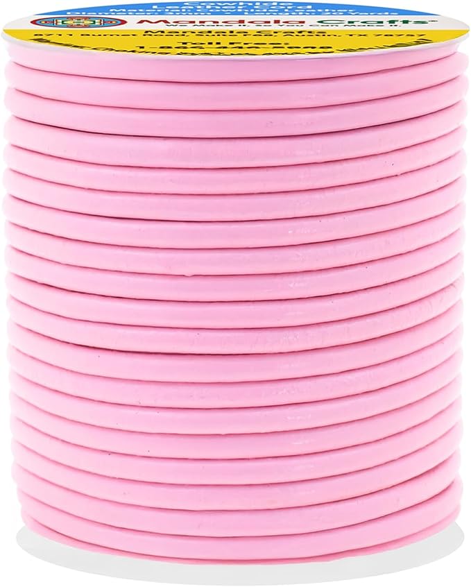 Mandala Crafts Round Genuine Pink Leather Cord - Image 2