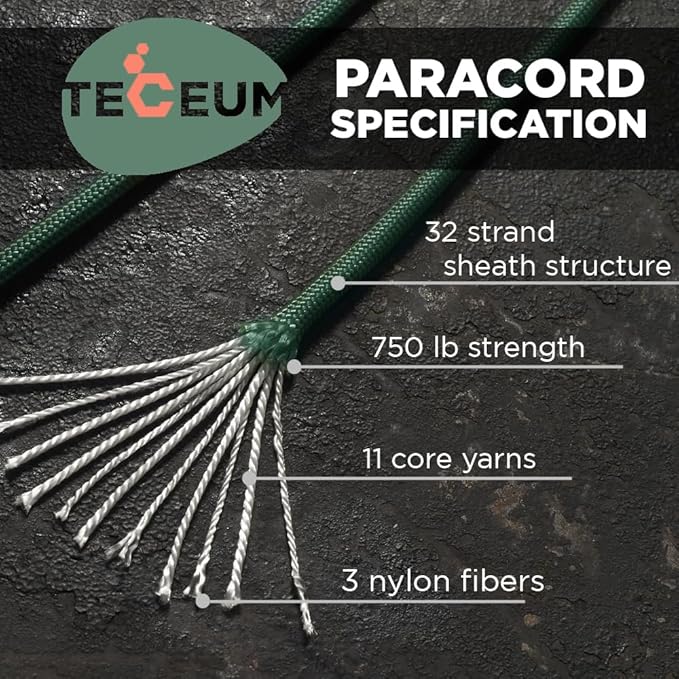 TECEUM 5/32" Paracord Rope 1000 – 1000ft / 200ft / 100ft / 50ft – Tactical - Image 2