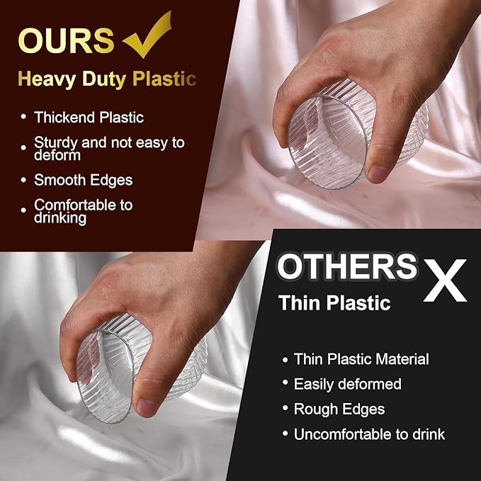 Lueumxc 40 Pack Plastic Ribbed Wine Glasses, 14Oz Origami Disposable Wine - Image 3