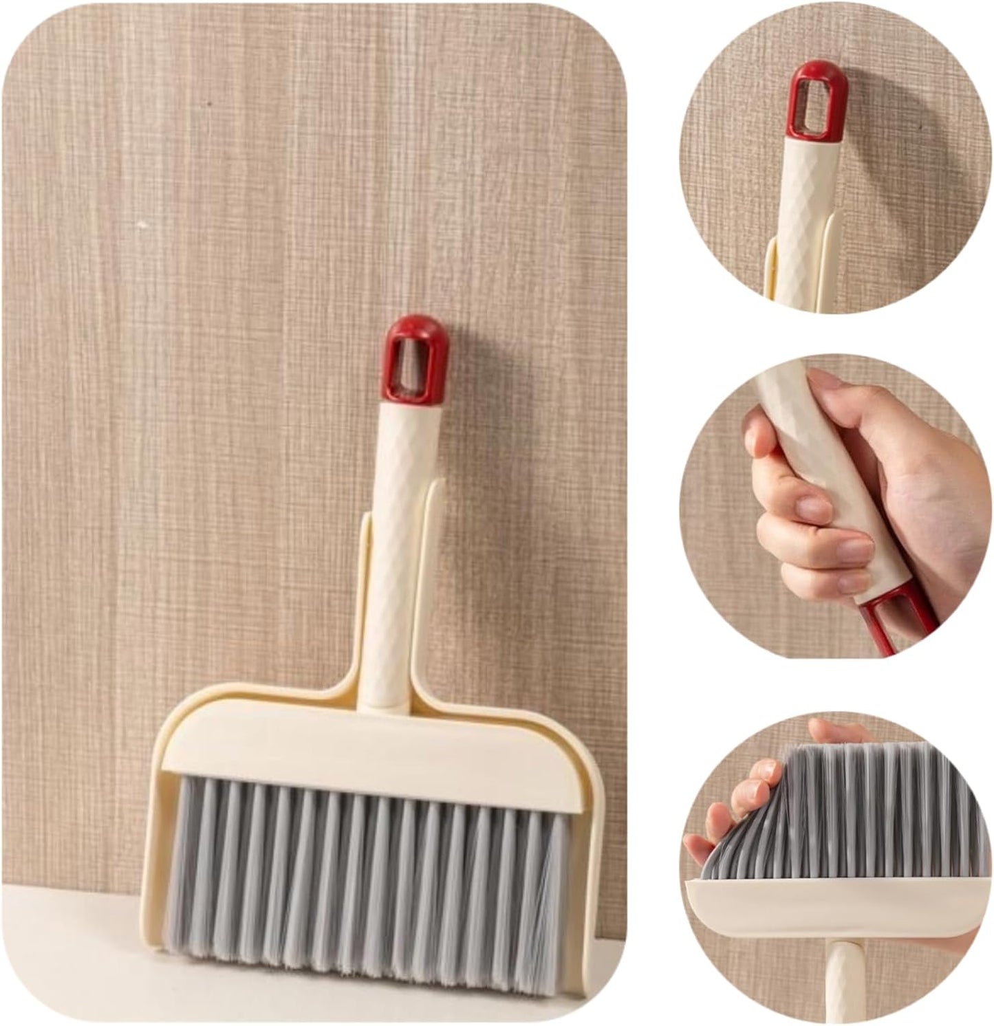 Mini Broom and Dustpan Set - Compact Cleaning Kit for Home, Car, Camping, Pet Hair, Small Spaces & Travel | Durable Hand Broom Dustpan Combo | Portable Desk Broom Set with Brush and Hook
