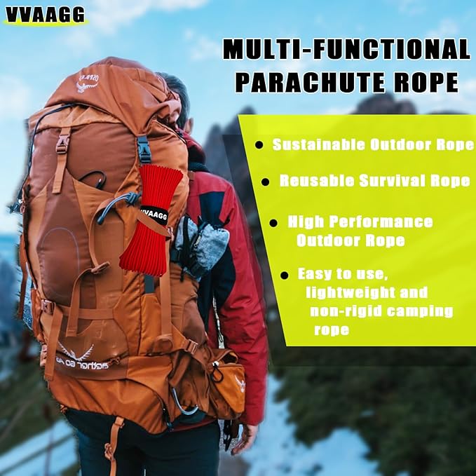 VVAAGG 1000 Red Paracord100FT Utility Parachute Cord 4mm Nylon String12 Strand - Image 6