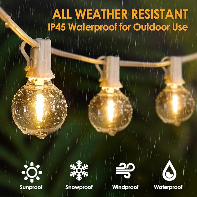 Mlambert 100Ft Outdoor String Lights, G40 Globe Patio Lights - Image 2