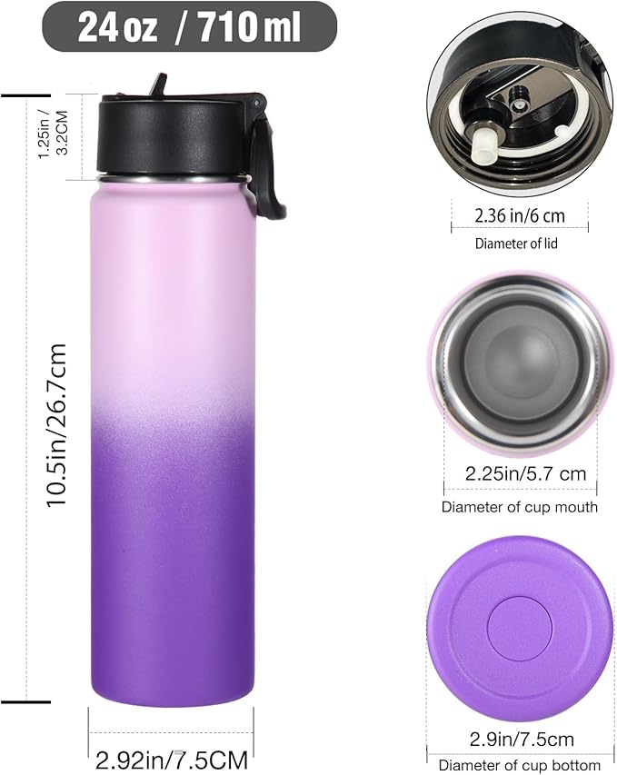 Volhoply 24oz Insulated Water Bottle - Image 2