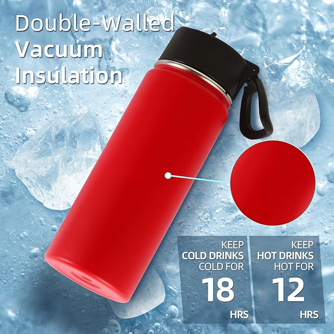 Volhoply 18oz Kids Insulated Water Bottle, Stainless Steel Water Bottles - Image 2