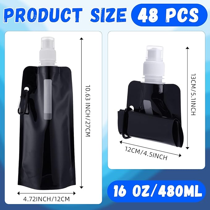 Teenyyou 48 Pack Collapsible Water Bottles Bulk 16oz Foldable Water Bottles - Image 2