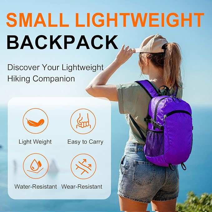 Small Hiking Backpack 15L Travel Lightweight Hiking Packable Daypack - Image 2